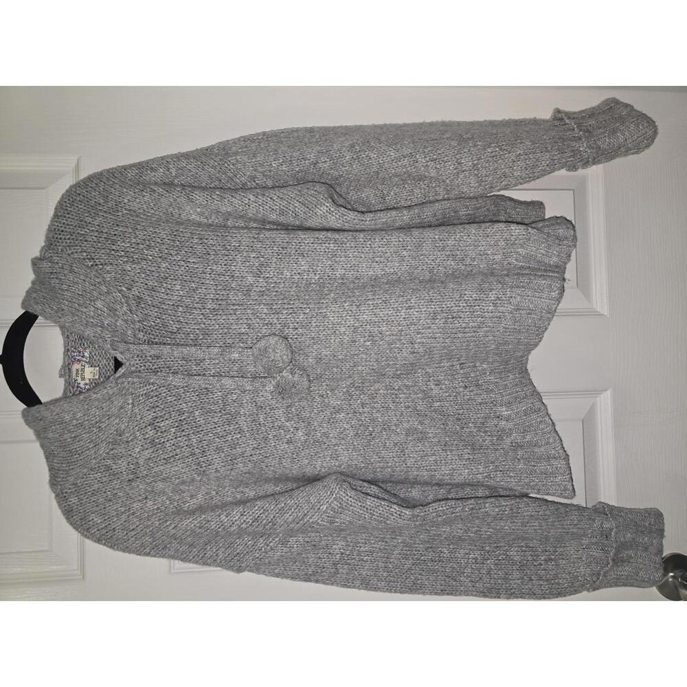Pink Republic Large Gray Knit Hoodie Sweater
